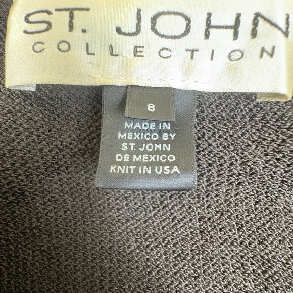 St John Collection Chocolate Brown Ruffle‎ Front Open Knit Cardigan Sweater 8 - Picture 5 of 14